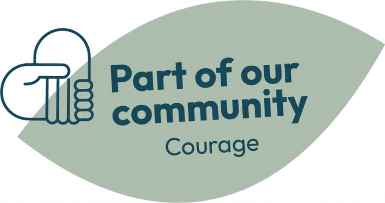 leaf saying part of our community courage