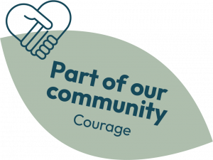 Leaf saying part of our community courage